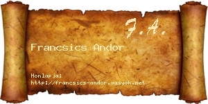 Francsics Andor névjegykártya